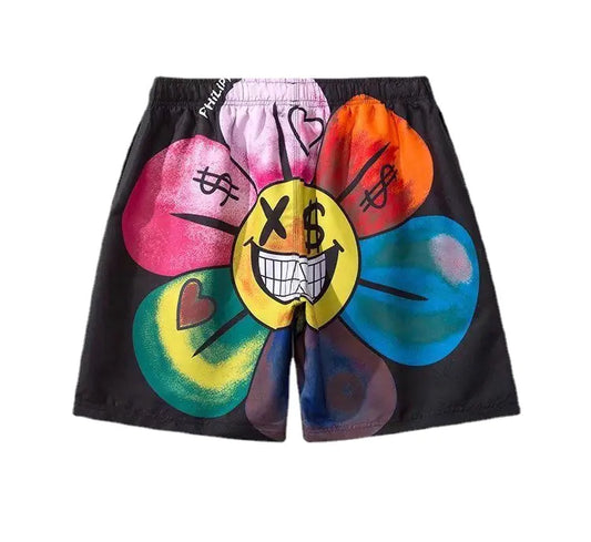 Men's Street Hip Hop Print Beach Shorts