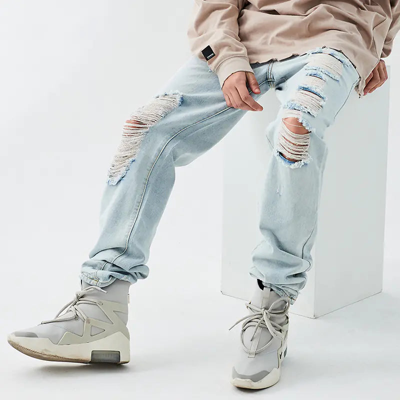Men's Loose Fit Ripped High Street Jeans