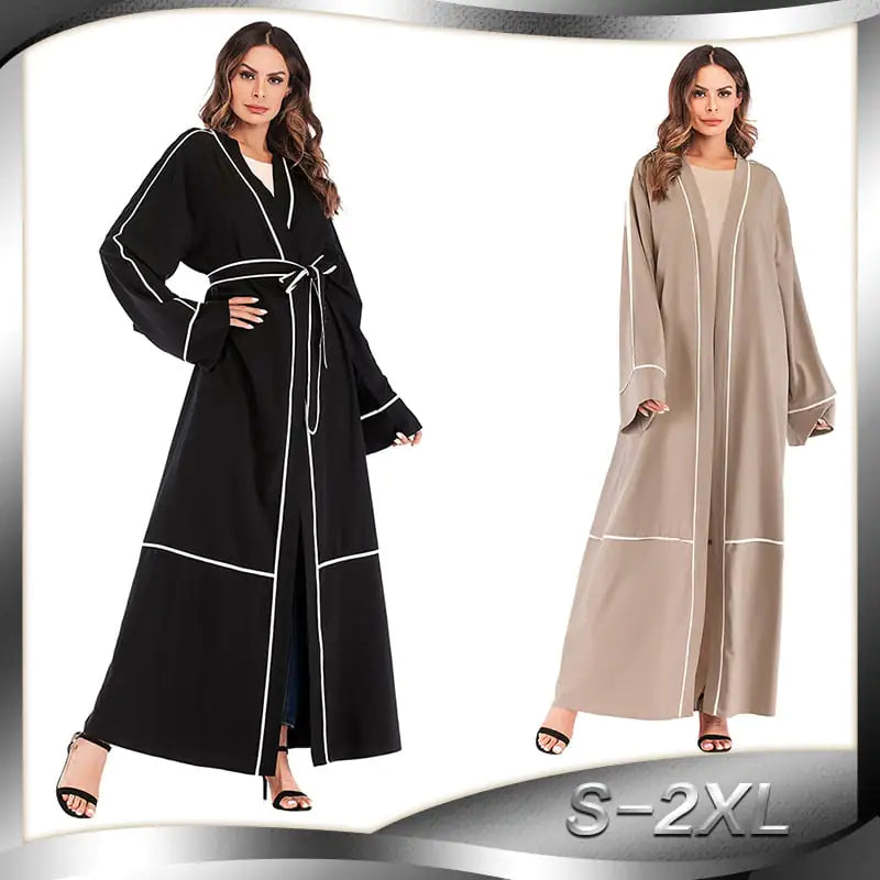 Contrast Striped Cardigan for Muslim Wear
