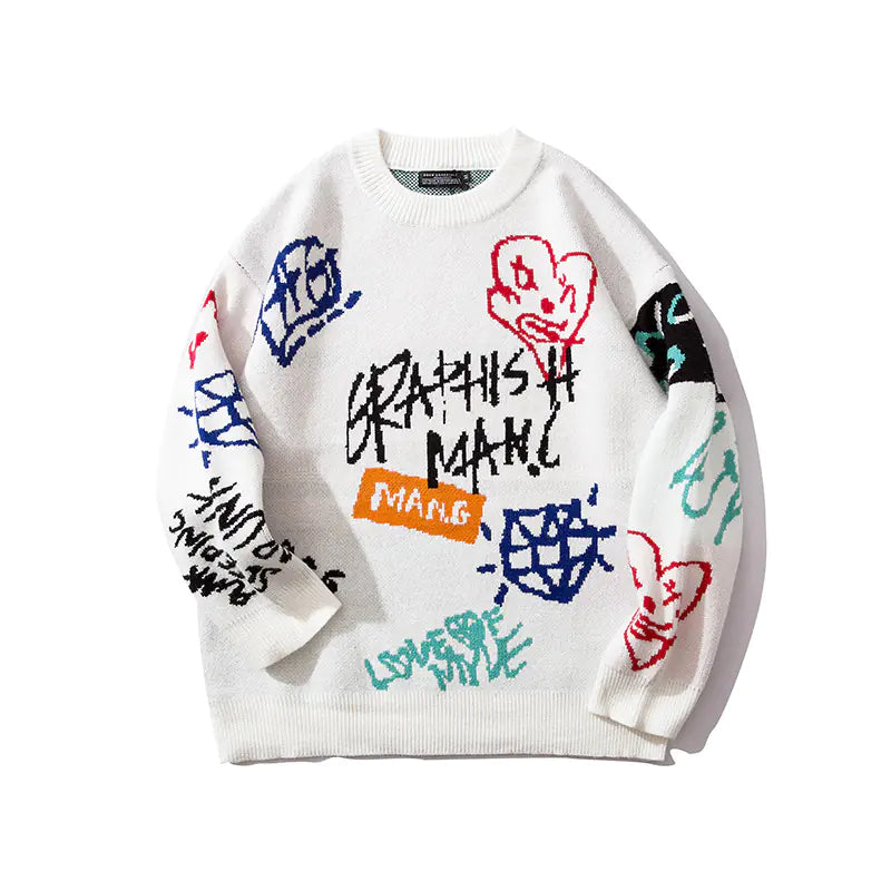 Oversized Graffiti Sweater in Street Style