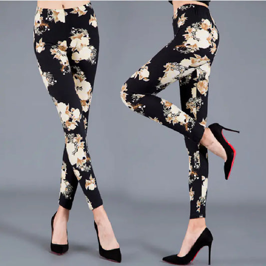 Printed Plush Leggings for Outdoor Wear