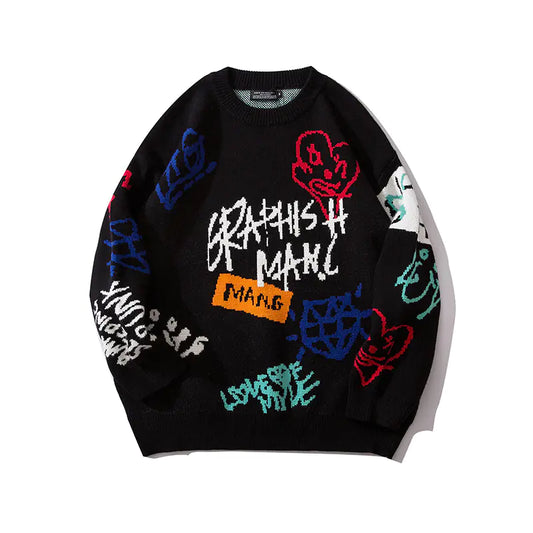 Oversized Graffiti Sweater in Street Style
