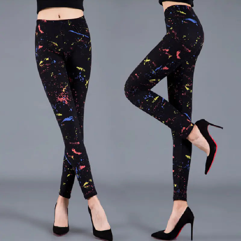 Printed Plush Leggings for Outdoor Wear
