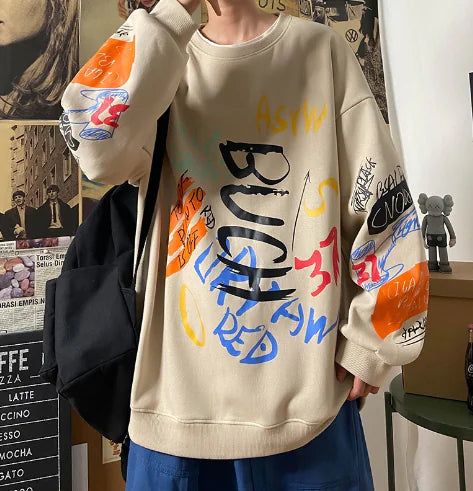 Oversized Graffiti Sweater in Street Style